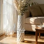 White Ceramic Floor Vase,17.7 Inches Tall Pineapple Shape Ceramic Vase with Glossy Glaze,Large White Vases for Flowers,Decorative Modern Home Décor for Living Room,Office,Dining Corner