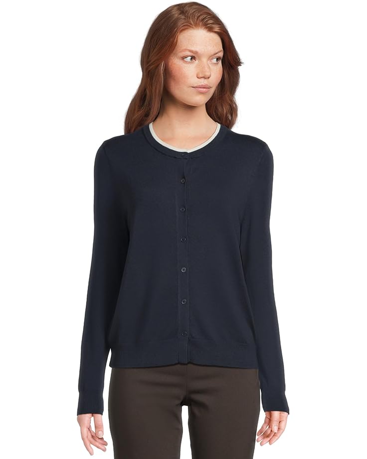 Elliott Lauren Modal Knits - Button Front Cardigan with Double Layer Neck Detail - Main View