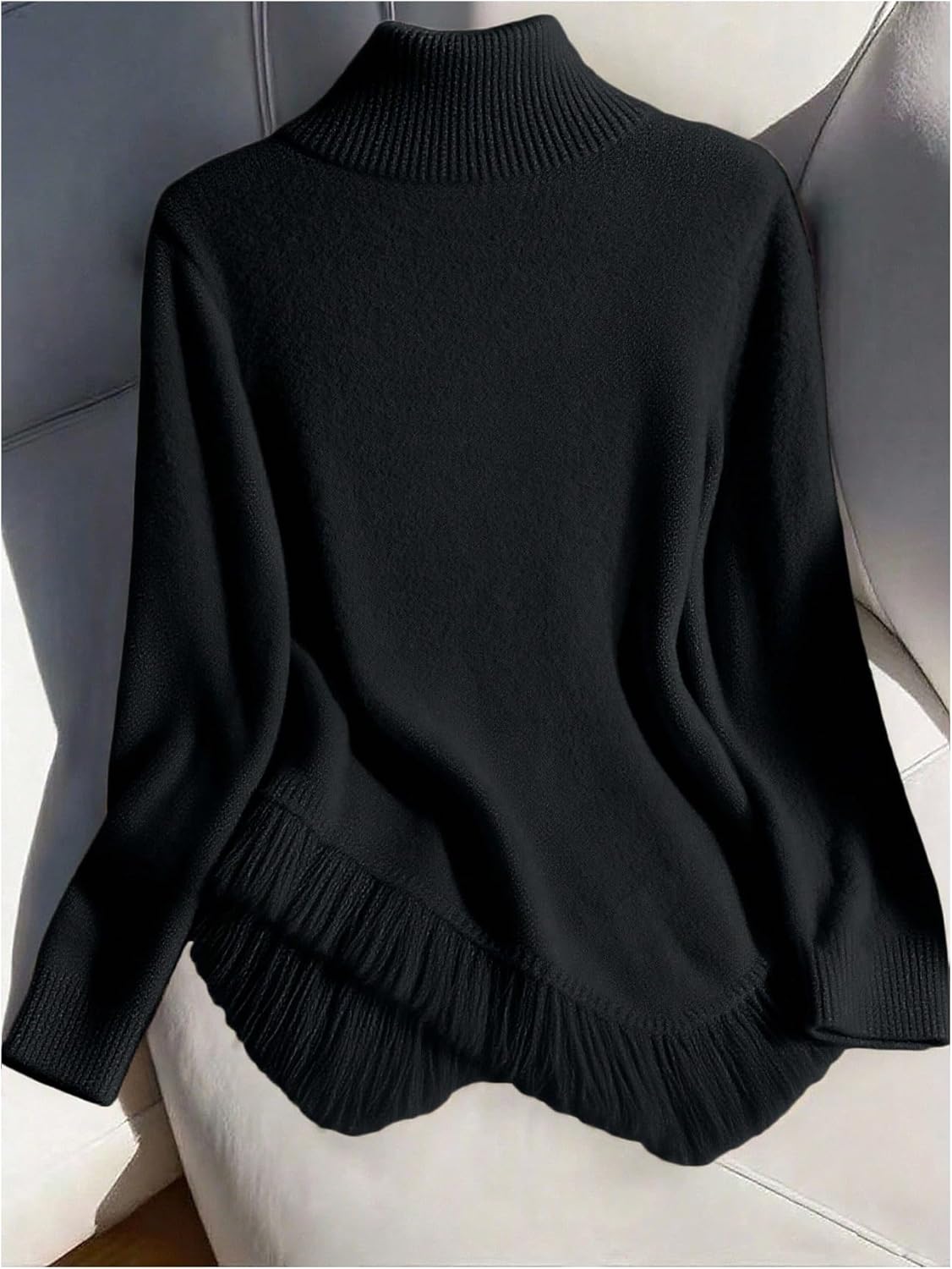 Verdusa Women's Old Money Fringe Cozy Sweaters Asymmetrical Elegant Knit Pullover Tops Fall Outfits - Image 3