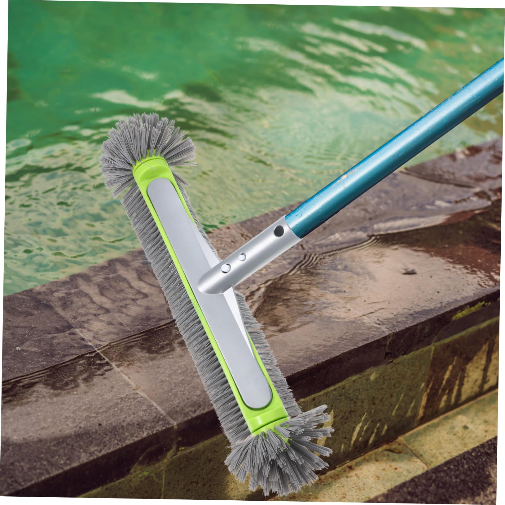 Abaodam Brosse de Piscine Design Combiné Verte avec Dos en Aluminium en Nylon pour Nettoyage Polyvalent Manche Ergonomique des Piscines Hors Sol Fibre de Verre