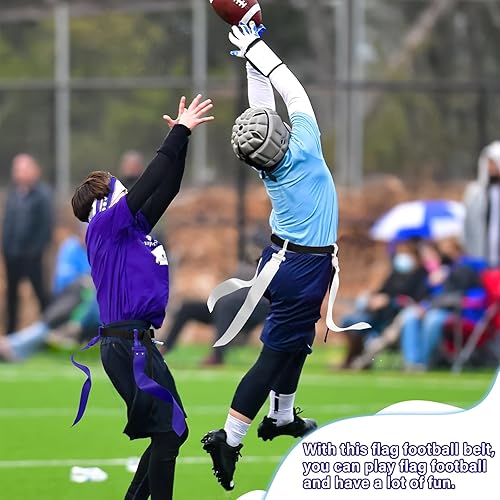 Vista 24 de Hungdao Cinturones y banderas de fútbol para 12 jugadores, cinturones de fútbol ajustables para niños, adolescentes, adultos, entrenamiento en Rojo
