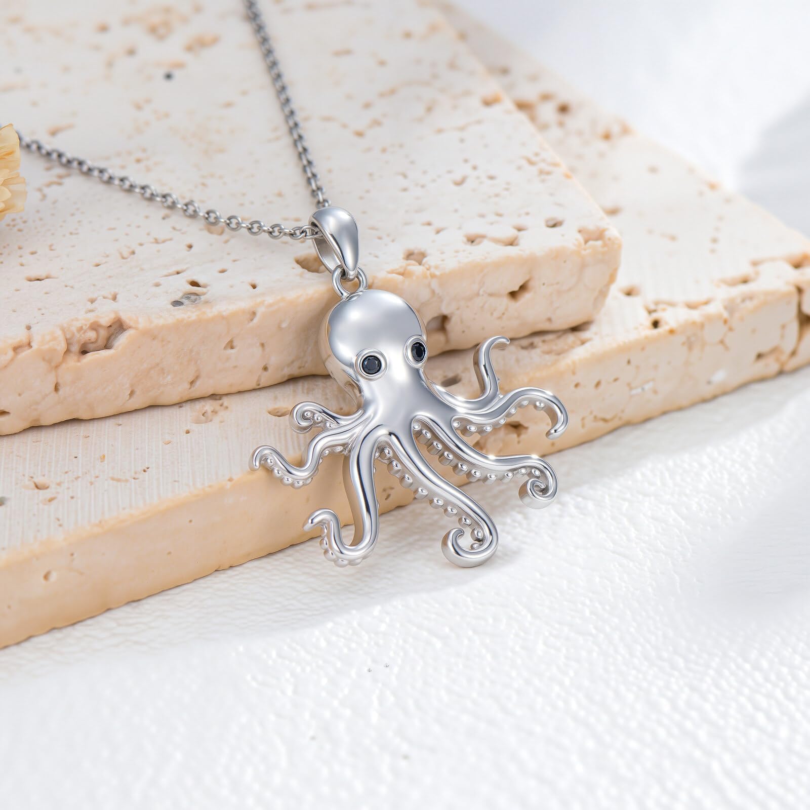 Oktopus kette für Damen, Oktopus-Silberkette, Meerestier, Oktopus-Anhänger, Halskette, Ozeanschmuck