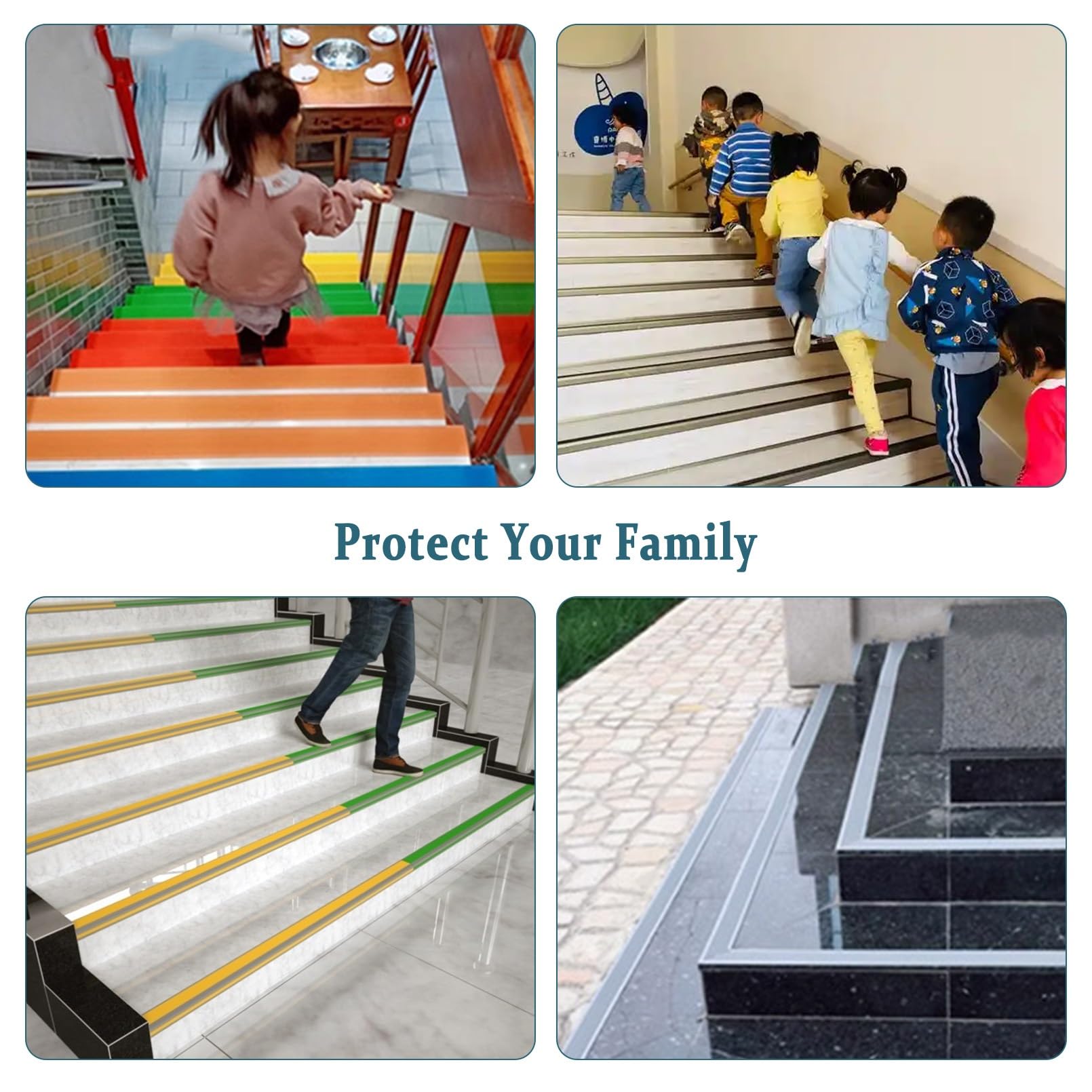 Perfil de PVC Autoadhesivo de Borde Para Escaleras, Tiras Antideslizantes Para Peldaños, Para Escalones de Escaleras Y Borde de Piscina, Perfil d Borde de Escalera Autoadhesivo(Grayish red,3m/118in)