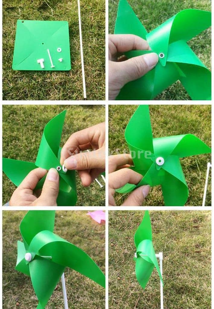 100pcs 3D Bircolage Flower Portable Windmill Toys Kids Garden Crafts, Yellow