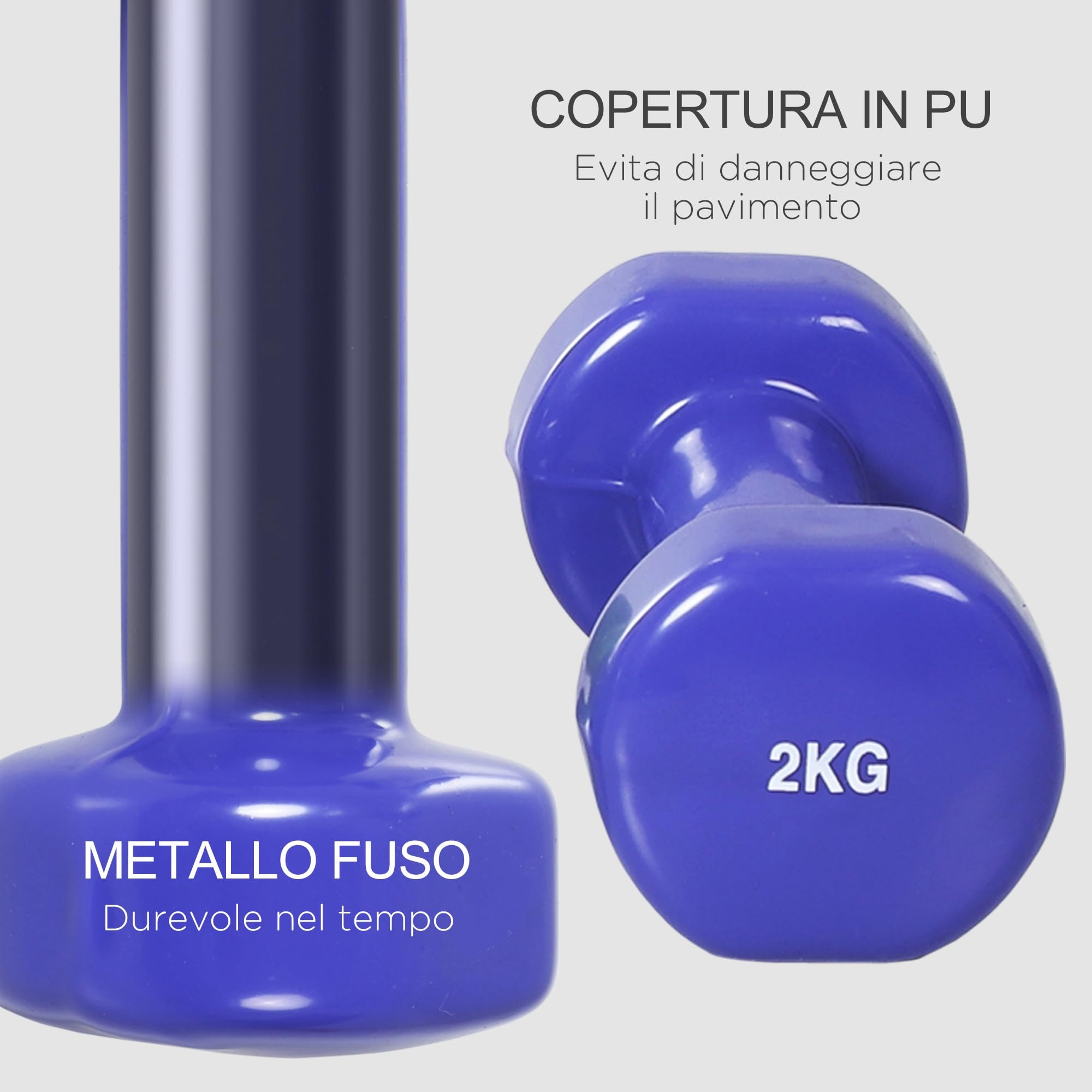 HOMCOM Manubri Pesi, Set Manubri Palestra da 10kg con Valigetta 4 Paia di Manubri (2x0.5kg, 2x1kg, 2x1.5kg, 2x2kg)