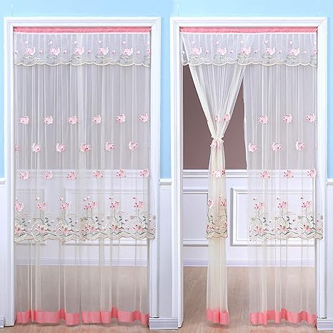 Amazon フェカーテン キッチン レースカフェカーテン おしゃれ 90 0cm 目隠し カーテン 小窓用 喫茶店 洗面所 出窓 間仕切り 飾り 蝶結び パウダールーム フリル モダン インテリア トイレ 暖簾 ロング シンプル カラー 可愛い 綺麗 カフェカーテン オンライン通販