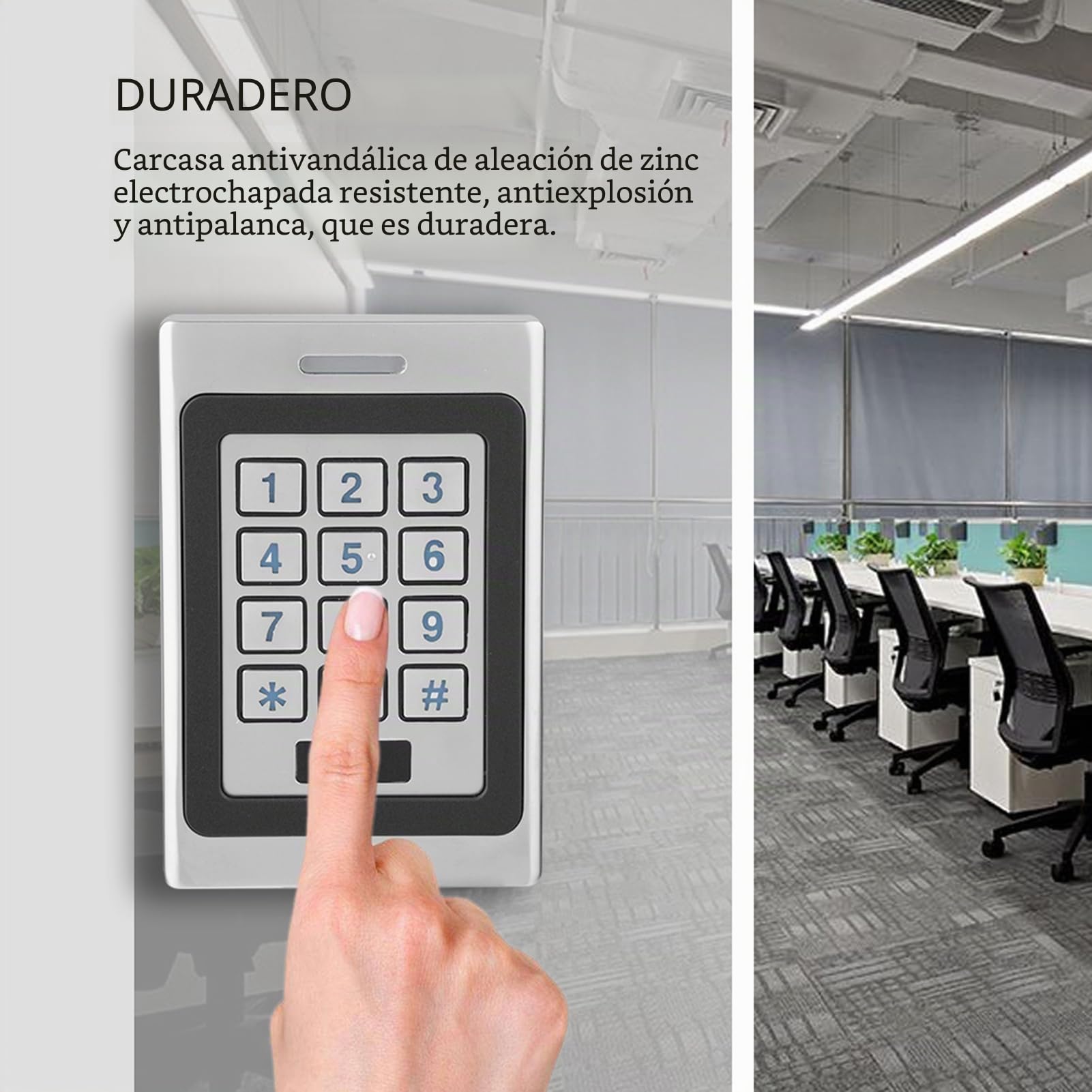 Teclado de Control de Acceso RFID, IP67 Impermeable Control de Acceso de Puerta Contraseña Teclado Independiente con Teclado Retroiluminado Azul para 2000 Usuarios