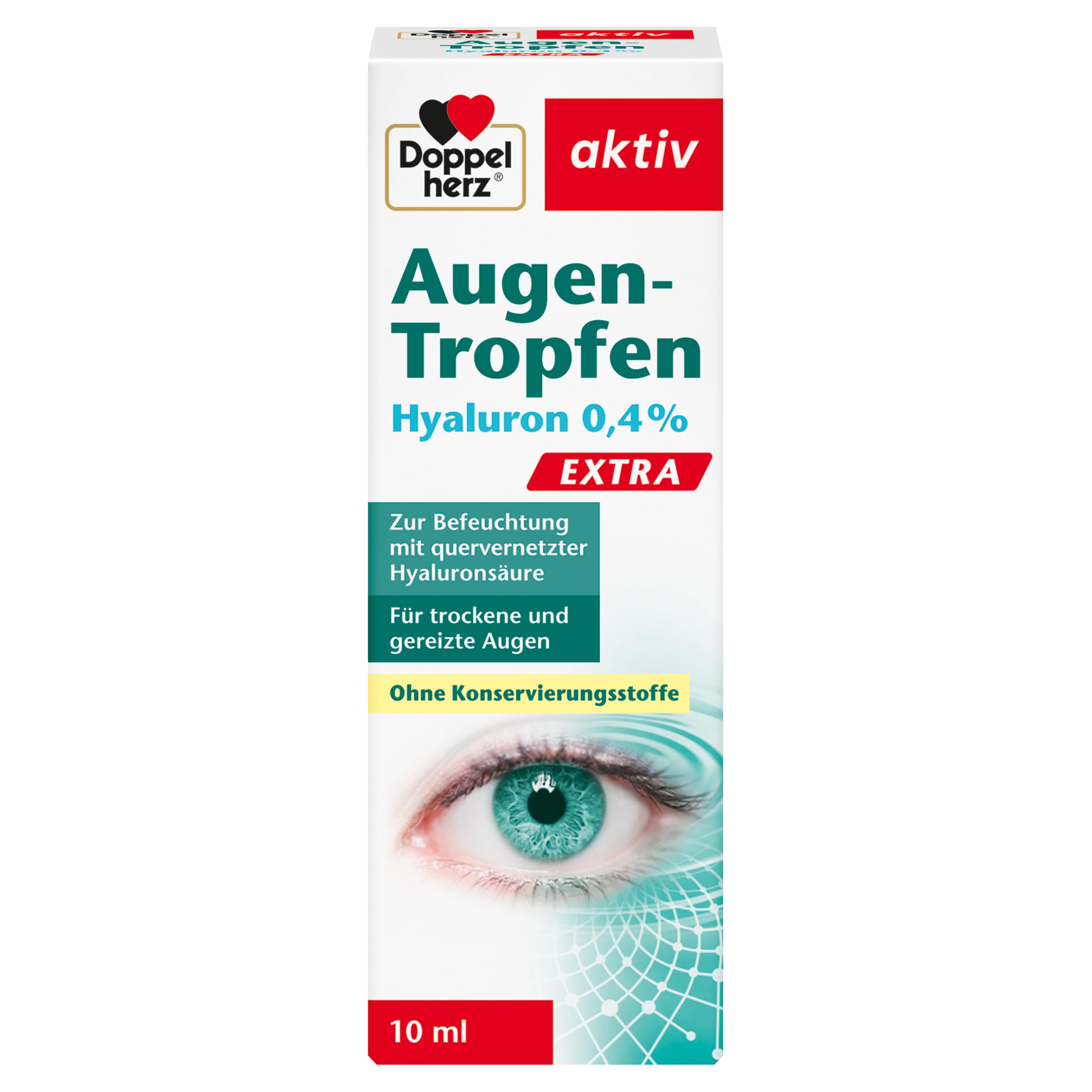 Doppelherz Augen Tropfen Hyaluron 0,4 Prozent - Medizinprodukt mit lindernder Wirkung bei trockenen und gereizten Augen - 10 ml sterile Lösung