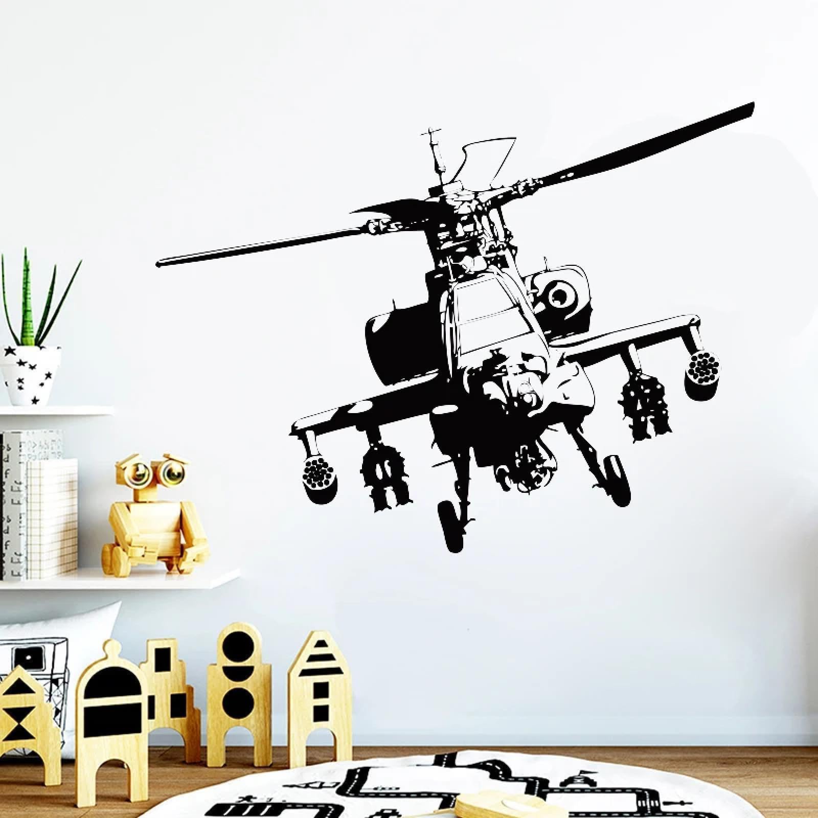 Youousi Boys Black Military Helicopter Wall Decals, Airplane Wall Decals, Flower Patterns For ' Rooms, Bedrooms, Nurseries, Playrooms, Decorative Vinyl Wall Stickers.