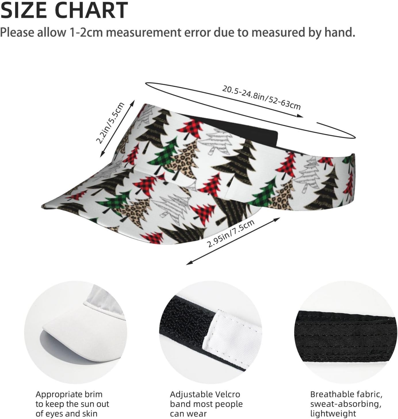 Christmas Snowflake Plaid Sport Sun Visor Hat Adjustable Empty Top Baseball Cap Visor Cap Xmas Hats for Women Men - Image 4