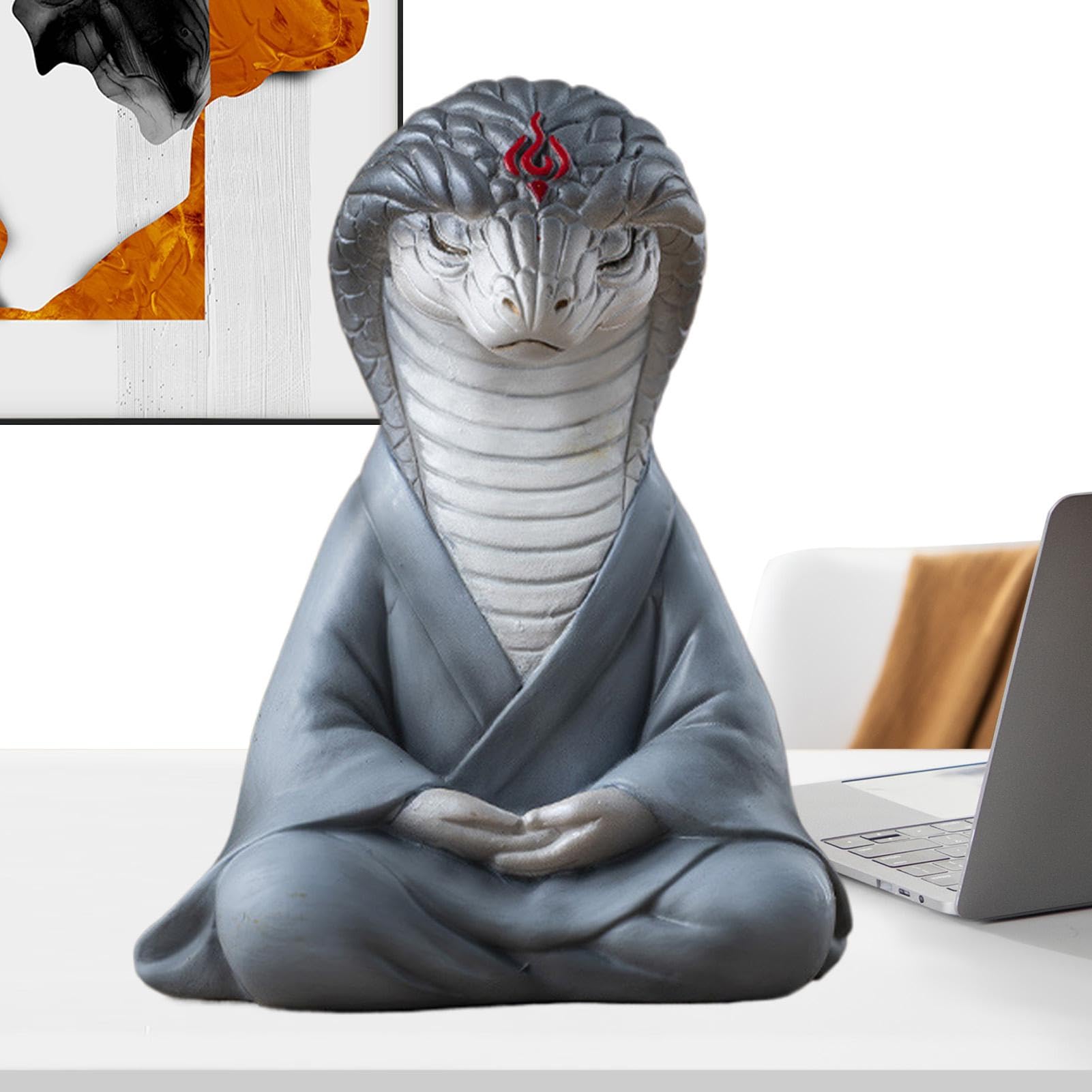 Meditation Snake Statue, Sitting Meditating Snake Figure, Resin Snake Statue, Realistic Meditation Snake Decoration for Living Rooms, Bedrooms, or Studies, Adding a Calming and Aesthetic to Your Home