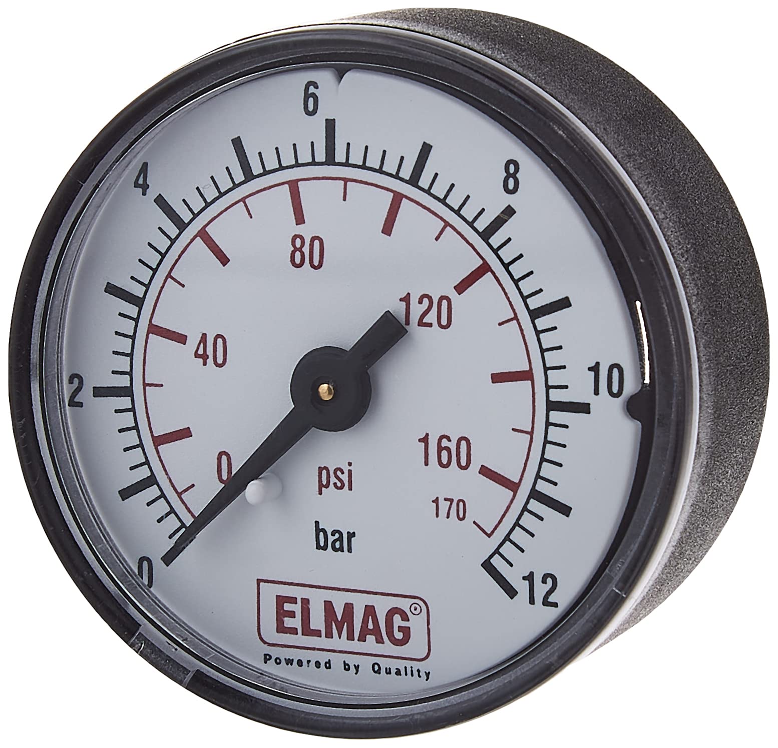 Produktbild von Horizontaler Druckmesser Mit Zifferblatt – 0-10 Bar, M8x1 Außengewinde, Für Luftkompressor, Wasser & Öl, Rundes Manometer Mit Doppelskala, 52 Mm Durchmesser