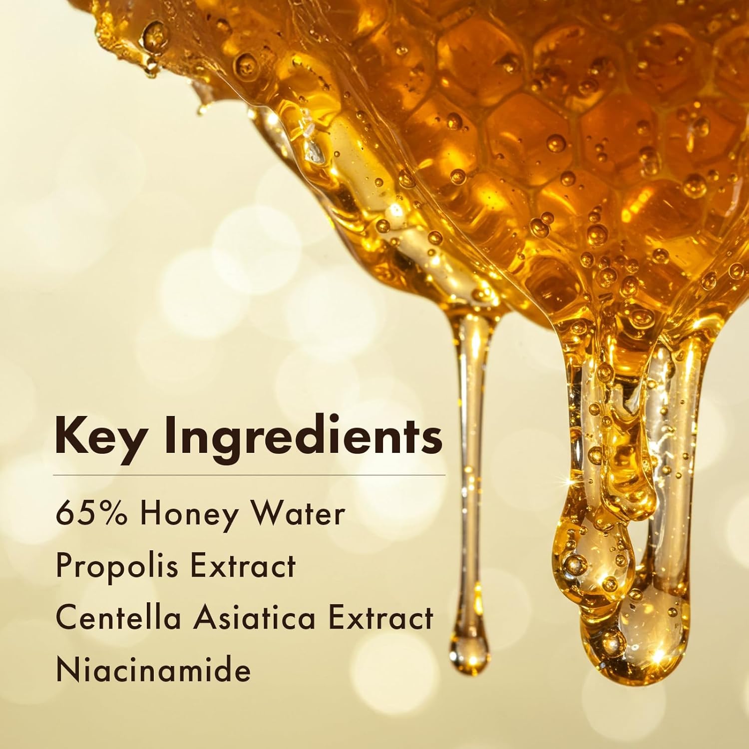 TOSOWOONG Honey Glow 65% Propolis Serum, Hyaluronic Acid, Kojic Acid, Niacinamide, Hydrating Facial Soothing Moisturizer for Irritated Uneven Skin Tone, Glass Skin, Korean Skin Care, 33ml, 1.11 fl.oz. - Image 4