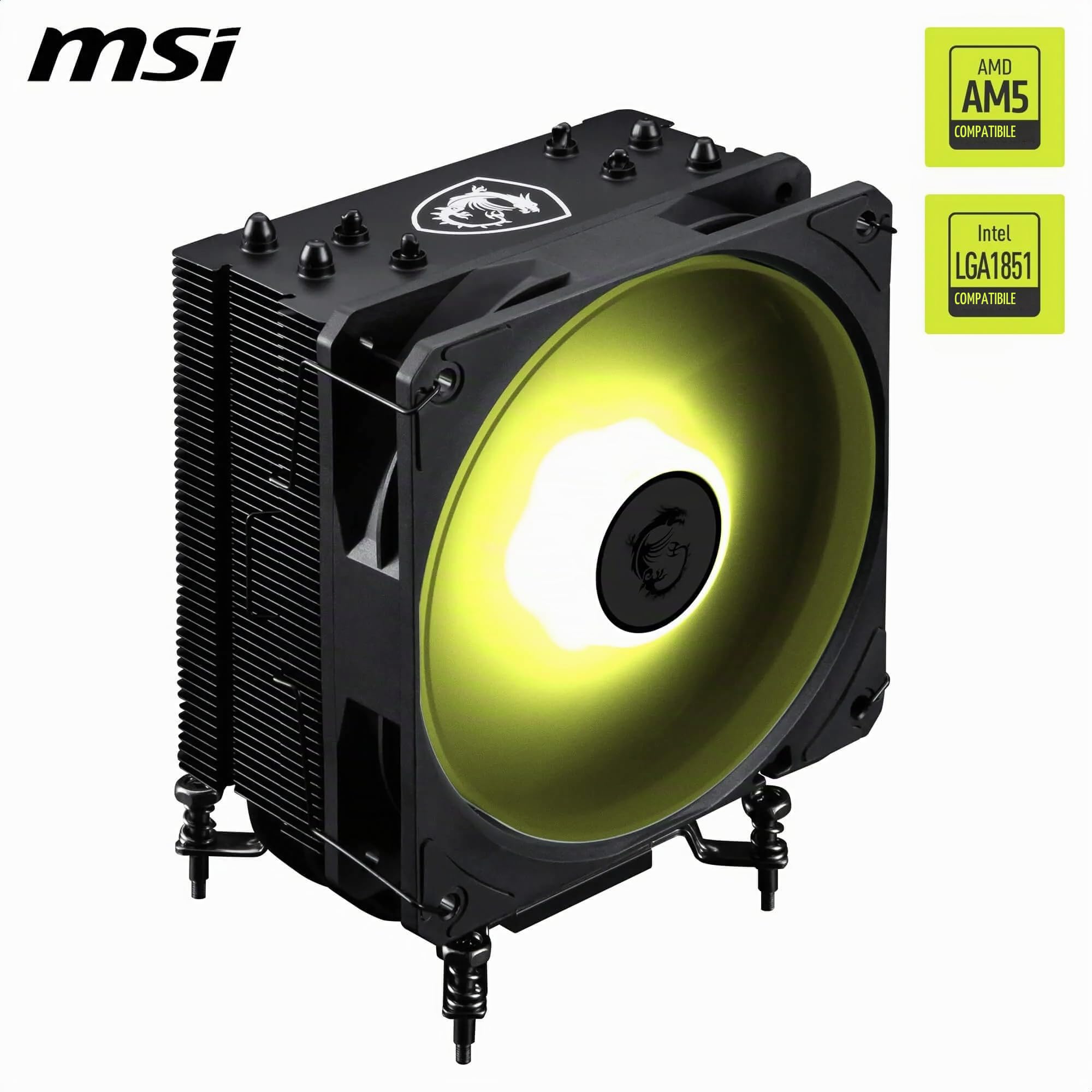 MSI MAG COREFROZR AA13 Black – Dissipatore CPU ad Aria, 4 Heat Pipe Rame a Contatto Diretto, ARGB, Ventola CycloBlade 7, Pasta Termica Pre-Applicata, Ventole Alta Efficienza