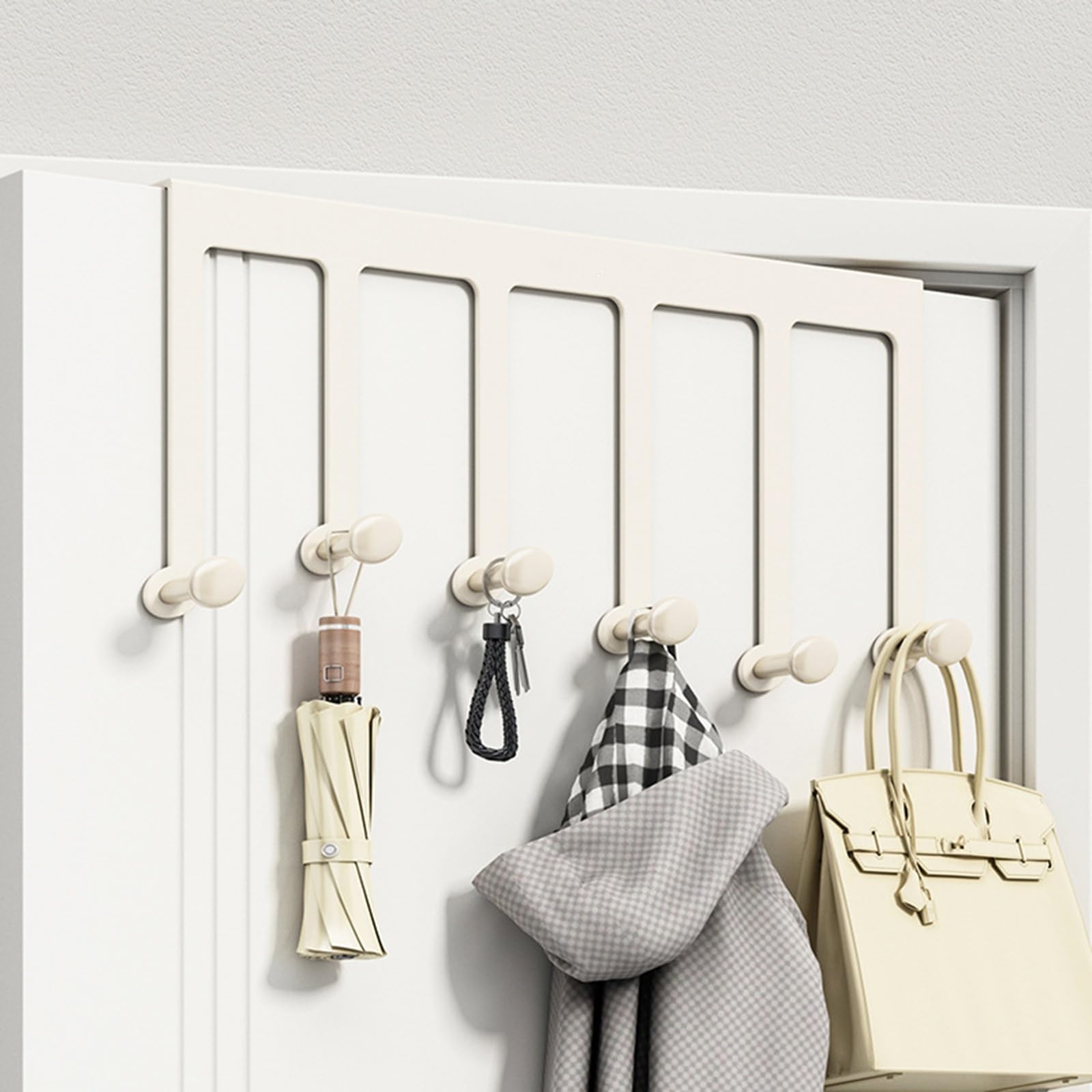 Gancho resistente para colgar sobre la puerta, ahorro de espacio, para abrigos, toallas y más
