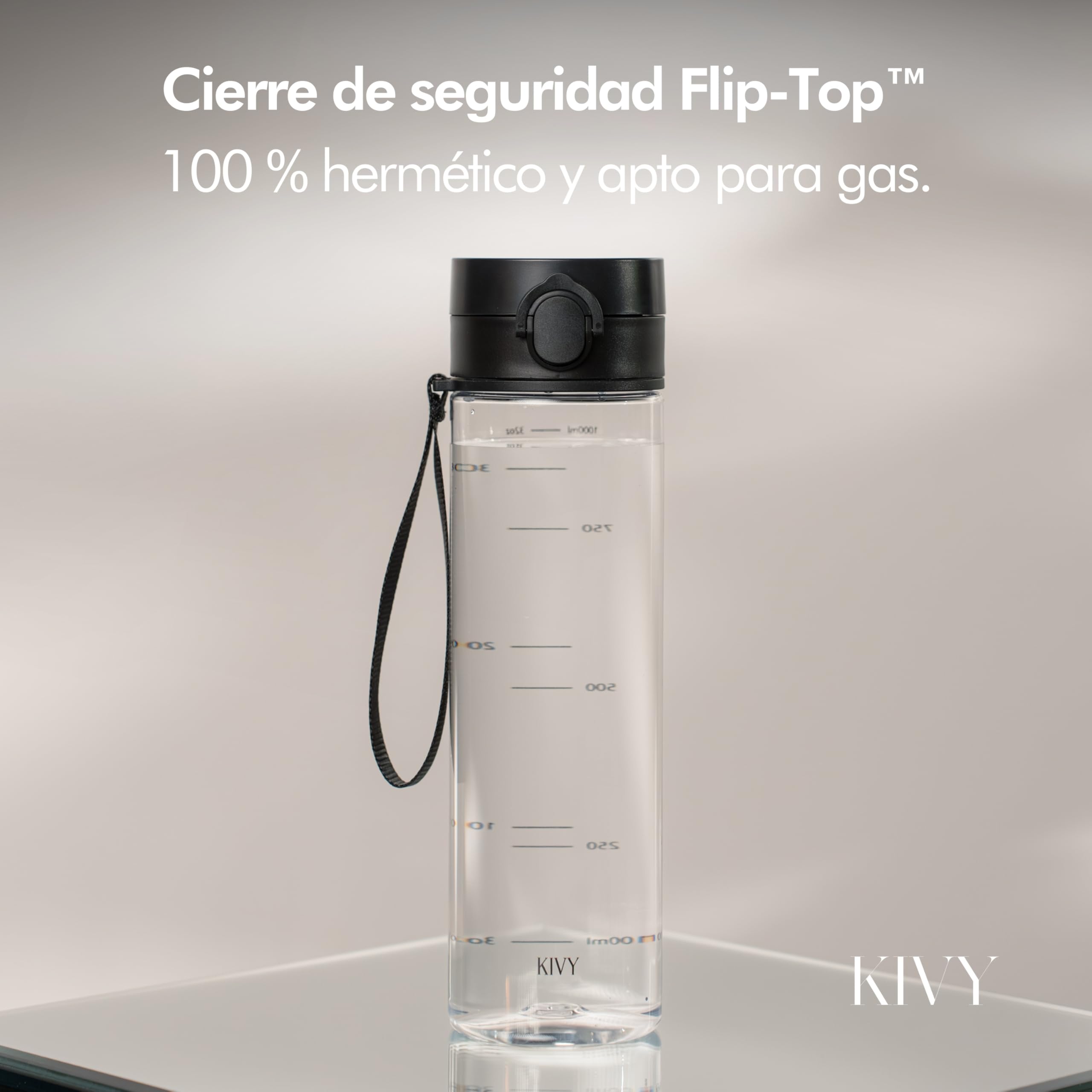 KIVY Botella de Agua Tritan 650ml [CON TAPA ABATIBLE] - Water Bottle para Niños & Adultos - Sin BPA - Garrafa Apto Lavavajillas - Cantimplora para Gimnasio, Deportiva, Oficina y Escuela - Verde — view 38