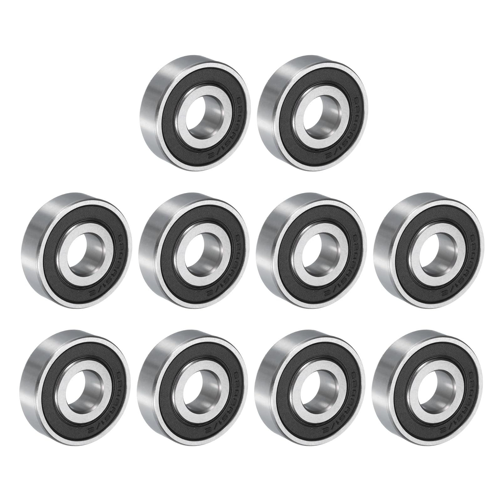 uxcell 6202-2RS Deep Groove Ball Bearing 1/2 x 1-3/8 x 7/16 Inch Double Sealed Chrome Steel Bearings, 10pcs