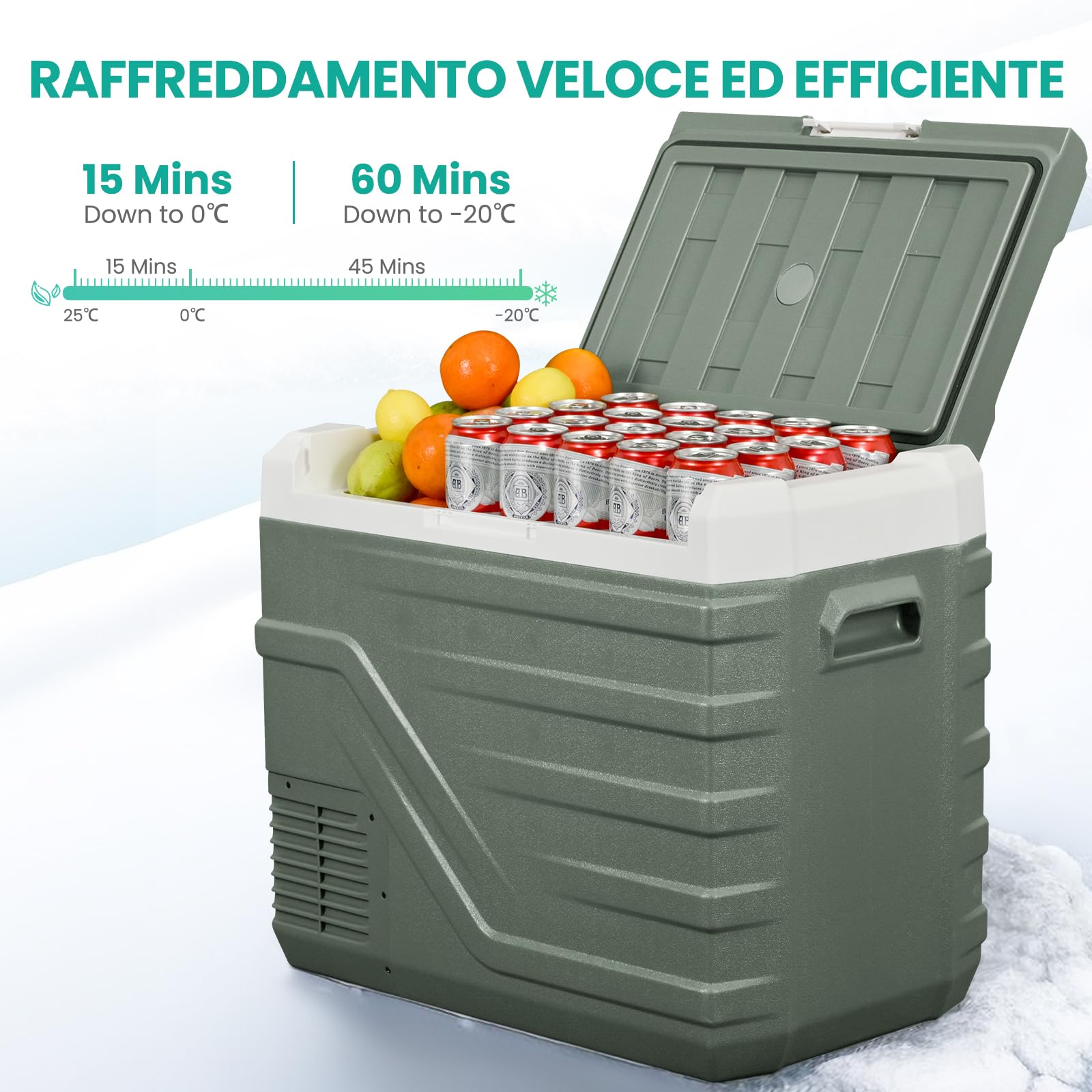 Alpicool Frigo Portatile Elettrico 44L, Frigorifero Portatile 12V /24V DC 100~240 Volt AC Frigo per Auto, Mini Frigorifero da Campeggio per Camion Barca Viaggio Picnic -20℃-20 ℃