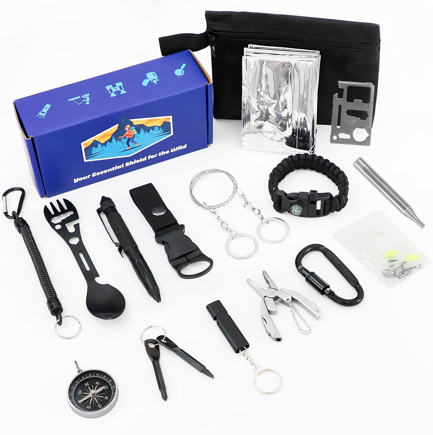 Teen Boy Gifts, Christmas Stocking Stuffers Gifts for Teenage Boy Ages 10 11 12 13 14 15 16 17 18, Son Boyfriend Man Toy Birthday Gifts Idea, 16 PC Survival Kit Hunting Fishing Camping Accessories Teen Boy Gifts, Christmas Stocking Stuffers Gifts for Teenage Boy Ages 10 11 12 13 14 15 16 17 18, Son Boyfriend Man Toy Birthday Gifts Idea, 16 PC Survival Kit Hunting Fishing Camping Accessories