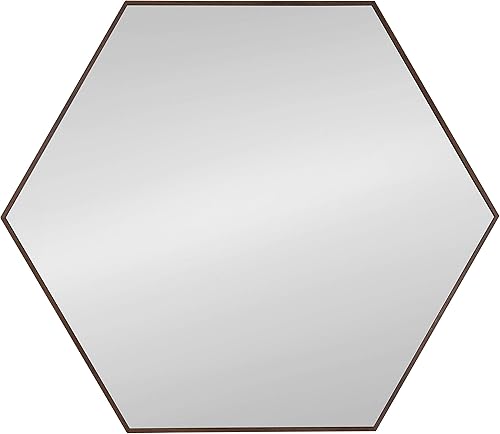 Miniatura 6 de Kate and Laurel Rhodes - Espejo de pared hexagonal de 6 caras, 30.75 x 34.75 pulgadas, color marrón nogal