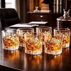 Conjunto de Copos Baixos Stella Wezen– Vidro Transparente, Design Elegante, Ideal para Água, Whisky e Drinks – Kit com 6 Copos