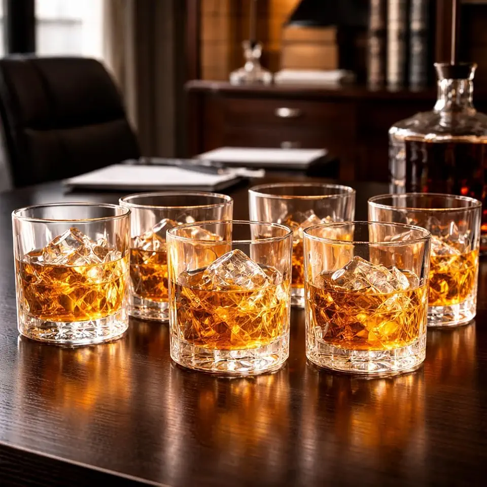 Conjunto de Copos Baixos Stella Wezen– Vidro Transparente, Design Elegante, Ideal para Água, Whisky e Drinks – Kit com 6 Copos