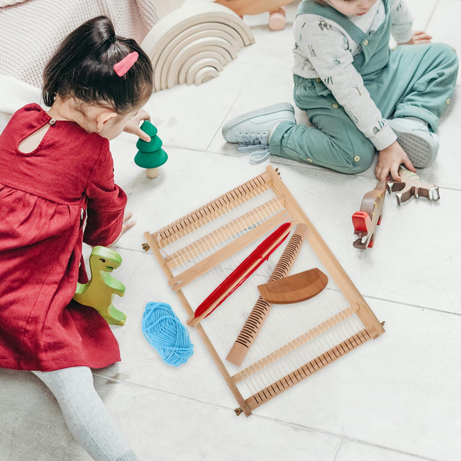 Zerodeko Telaio per Tessitura in Legno Semplice da Usare per DIY Handloom, per Back To School Party, Tessitura Arazzo e Artigianato Creativo per Ragazzo Ragazza e Giovani Colore Casuale