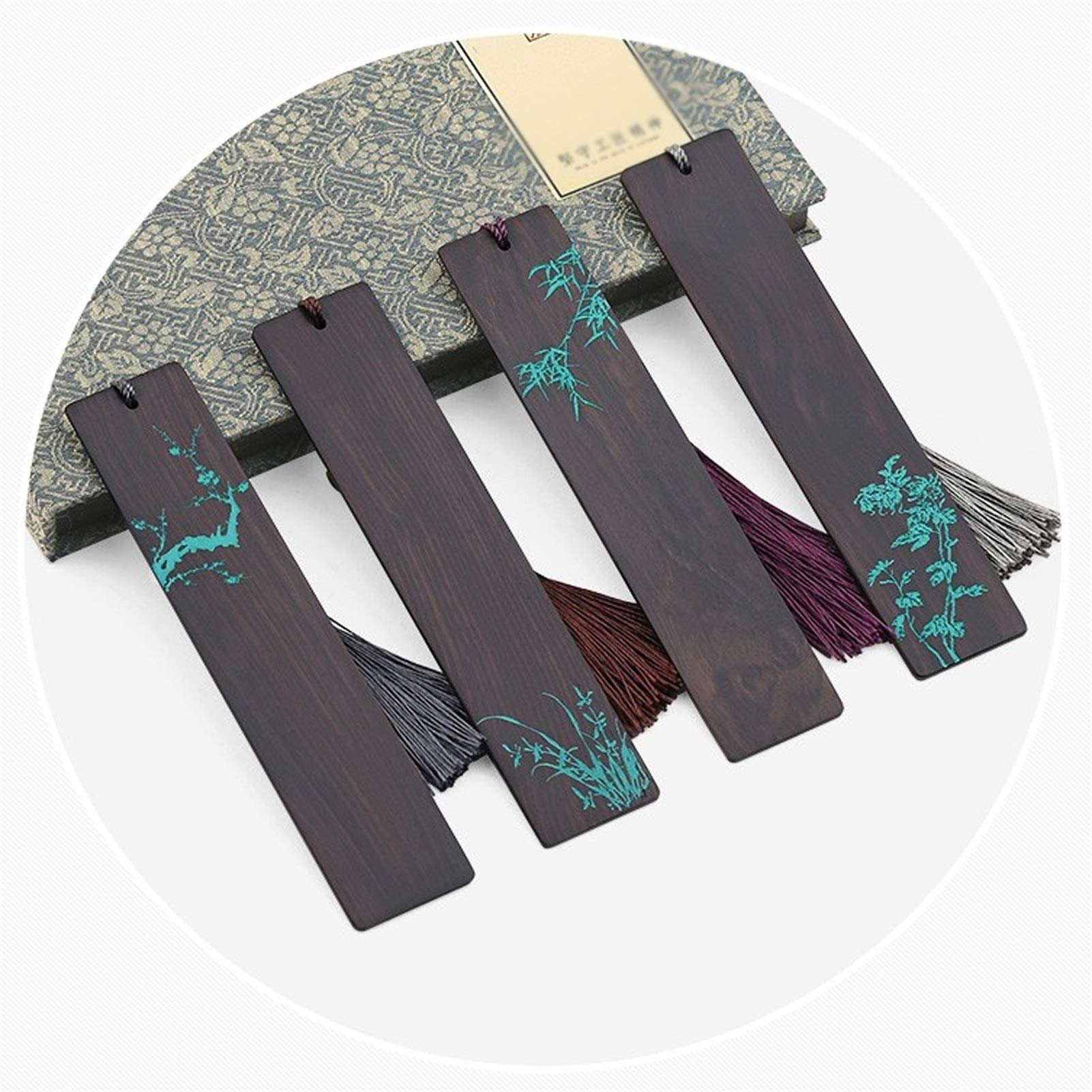 signets Bookmark littéraire en Bois Set de Style Chinois Bookmark avec de Beaux Glands adaptés aux Dames Filles Enfants lecteurs d'enfants Marque-Page