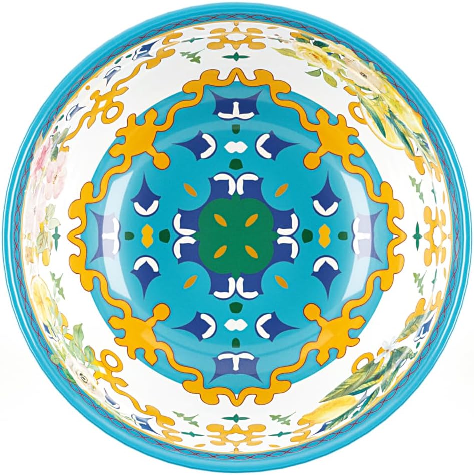 Guzzini Bowl 22 CM 'FLOWER&LEMON' - Melamine, Modern Style, Round, Dishwasher-Proof, BPA Free