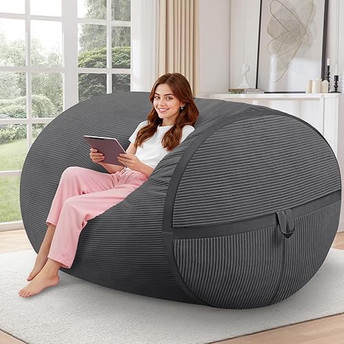 Miniatura 165 de HABUTWAY Puf gigante de 2 pies para adultos, con relleno de espuma viscoelástica, puf grande con funda de terciopelo holandés extraíble para sala de