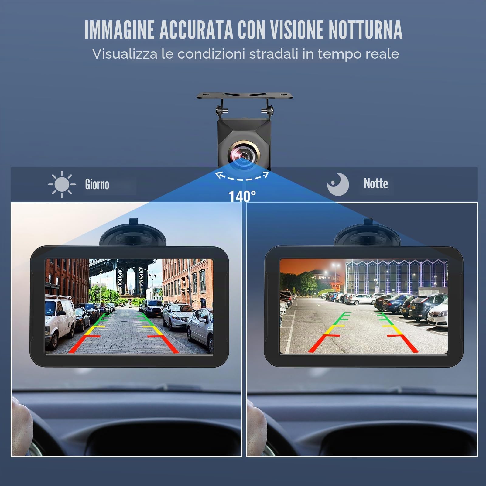 PARKVISION Kit Retromarcia 7" Cavo, Linee Regolabili, 12V Camper SUV | CMOS, Plug & Play, camper/SUV/furgoni