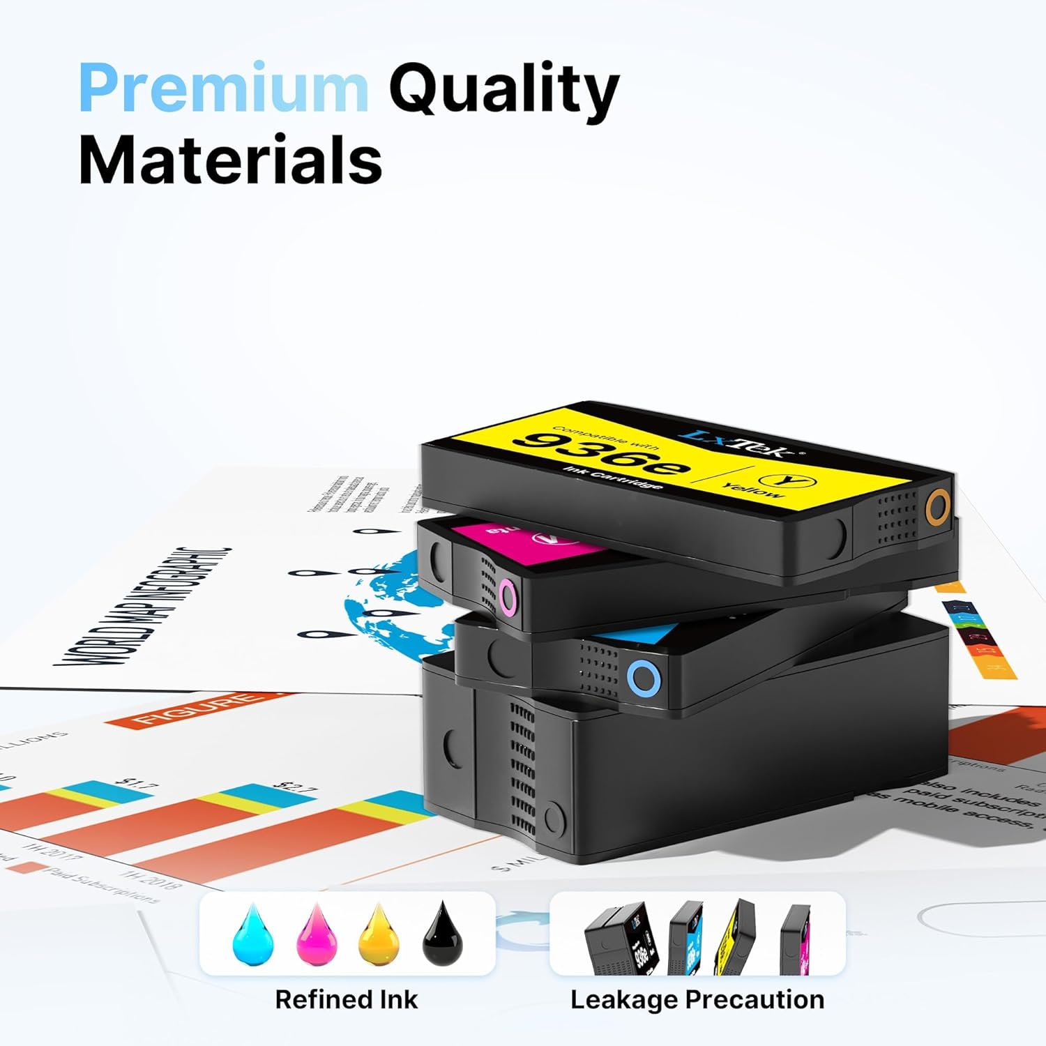 LxTek 936 936XL Ink Cartridges for HP Printers 9125e Replacement for HP 936 Ink Cartridges Combo Pack for HP936 936e for HP OfficeJet Pro 9125e 9120e 9135e 9730e 9130e 9720e 9122e Printer, 4 Packs