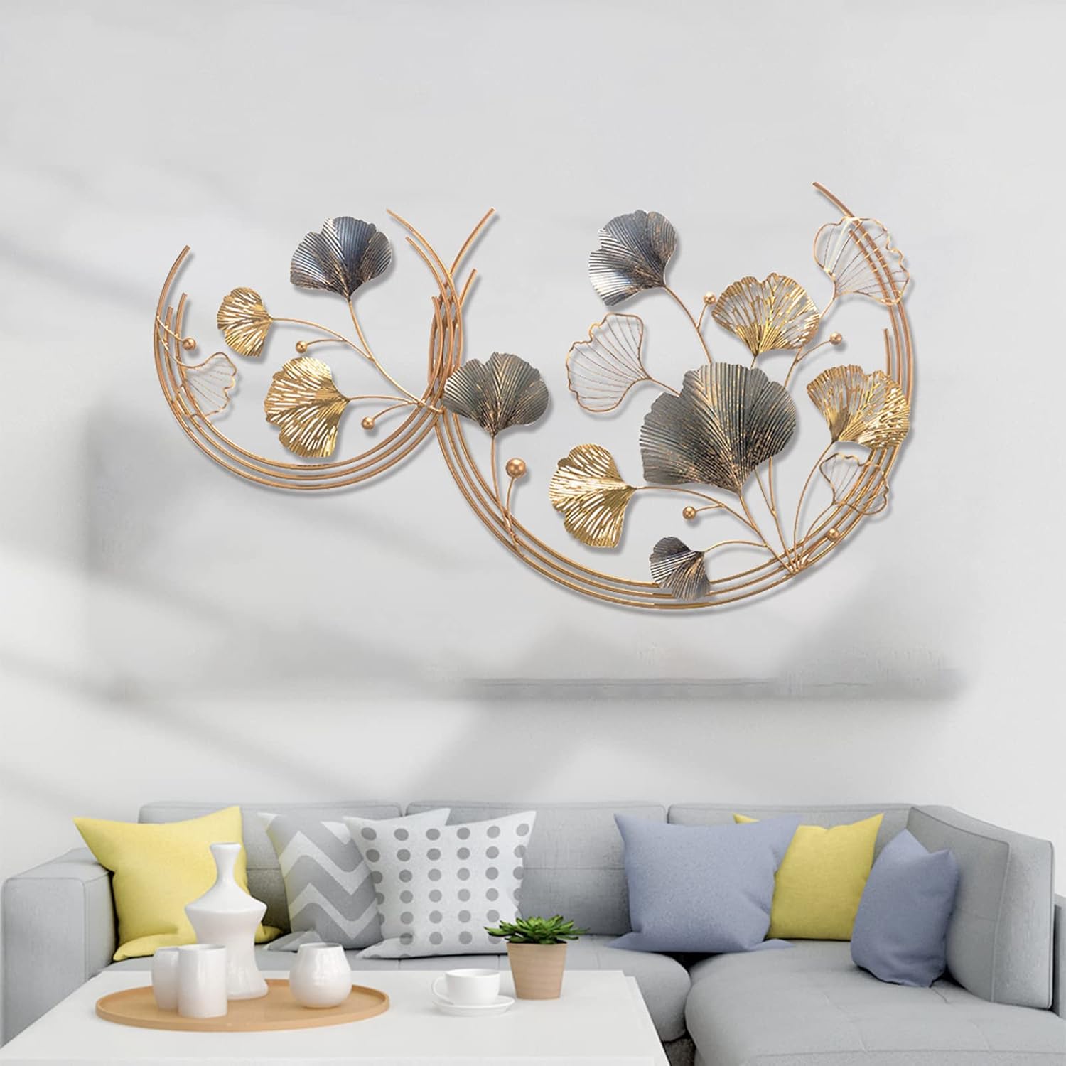 TRAVEVA Metal wall art, 3D Ginkgo Leaf metal wall art for