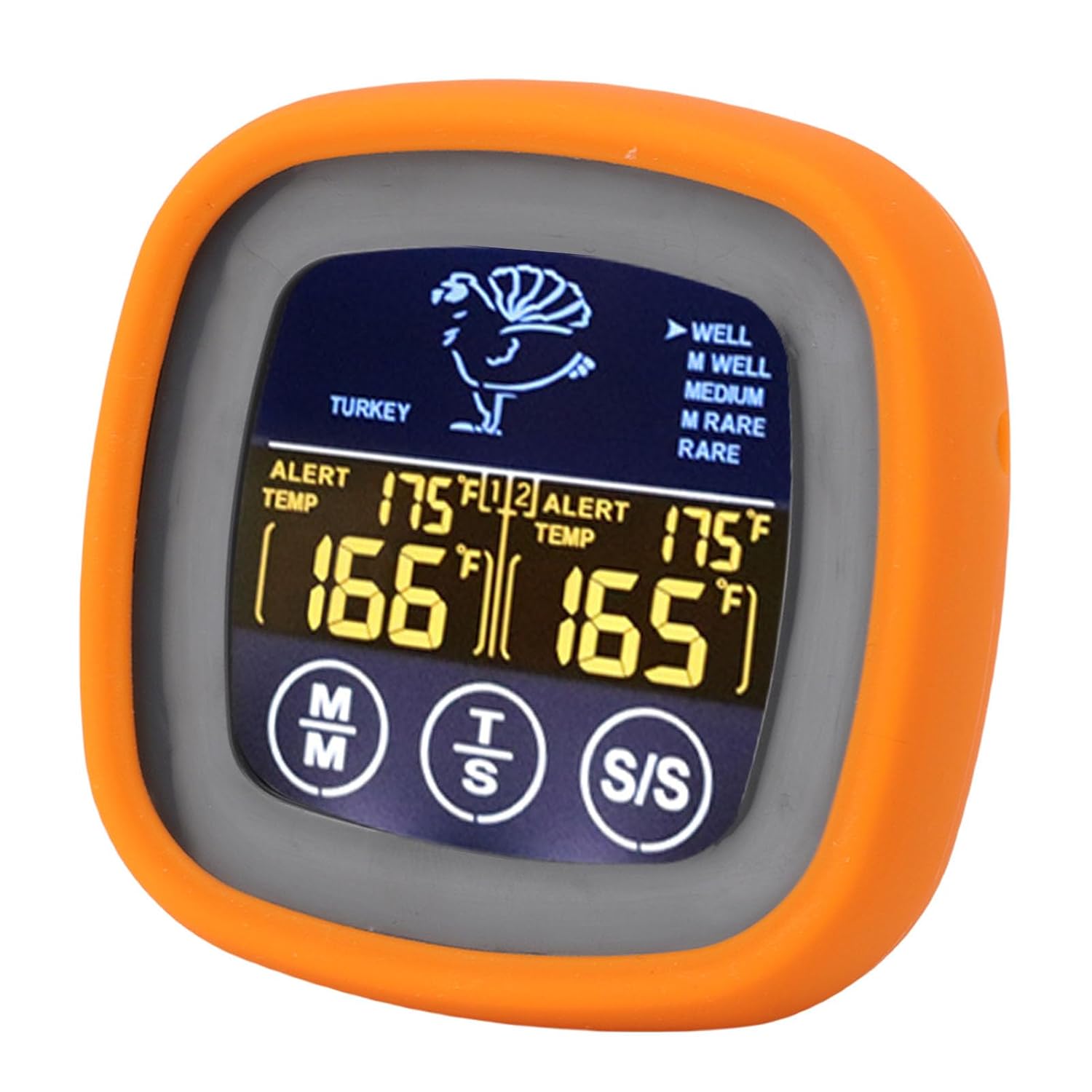 Digital Meat Thermometer, Dual Probe Touchscreen with Timer, Backlight for Grilling Beef, Chicken, Turkey, Water & 8 Meat Types