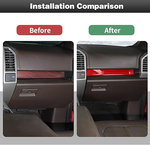 Miniatura 5 de CheroCar para F150 Cubierta de consola central, panel interior, accesorios de decoración para Ford F150 2015-2020, rojo..