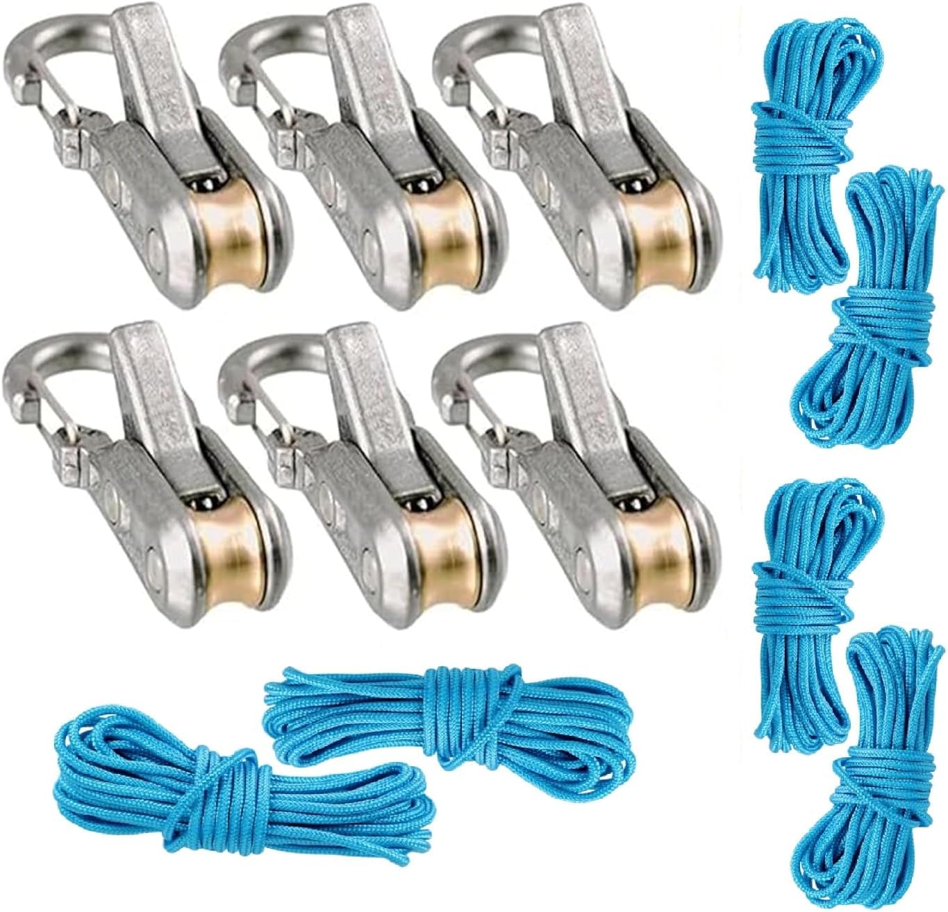 Paracord Adjusters,Easy Pull Release Adjuster,Rope with Roller Tensioner,for Easy and Secure Tying (2 x Ropes/6 x Hooks)