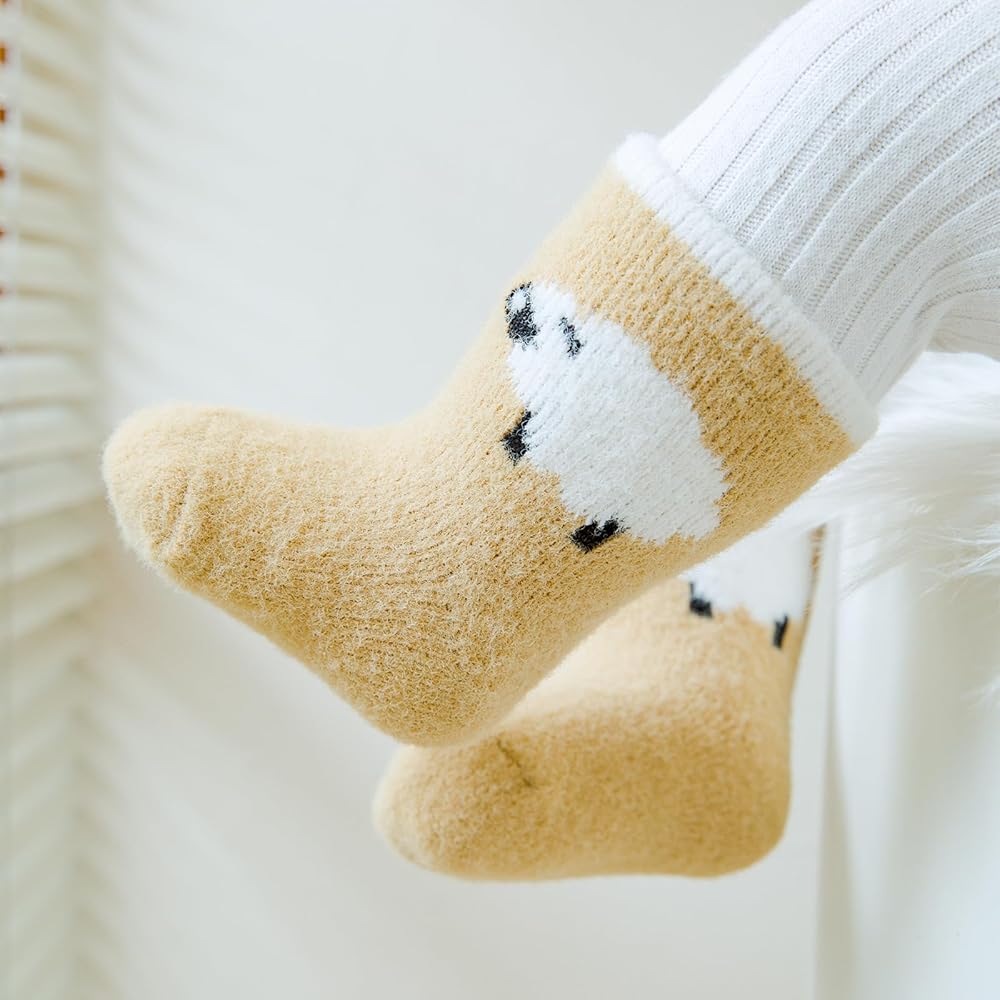 5 Paires Bébé Chaussettes Antidérapantes Chausson Enfant