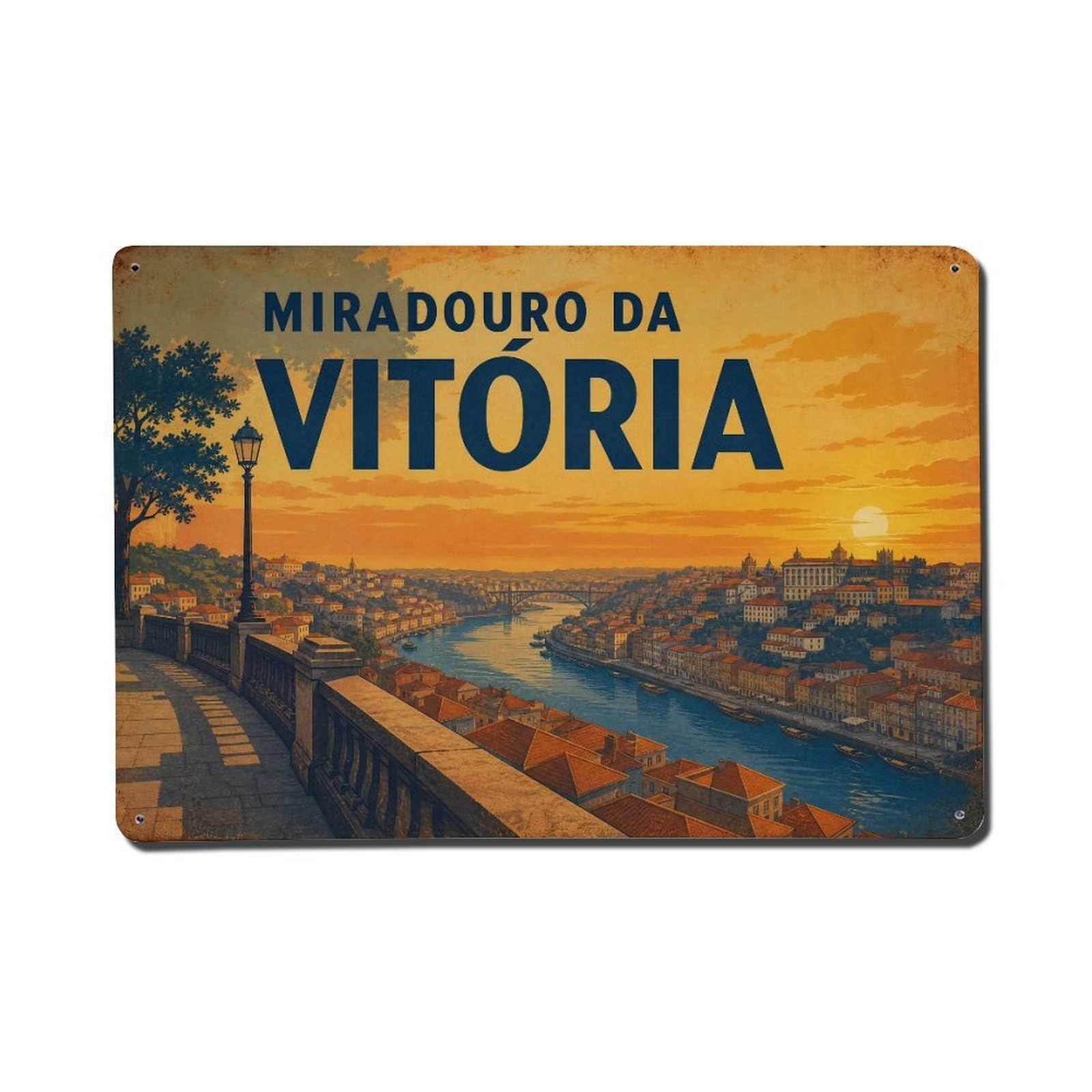 Metal Tin Sign Portugal Miradouro Vitoria Vintage Travel