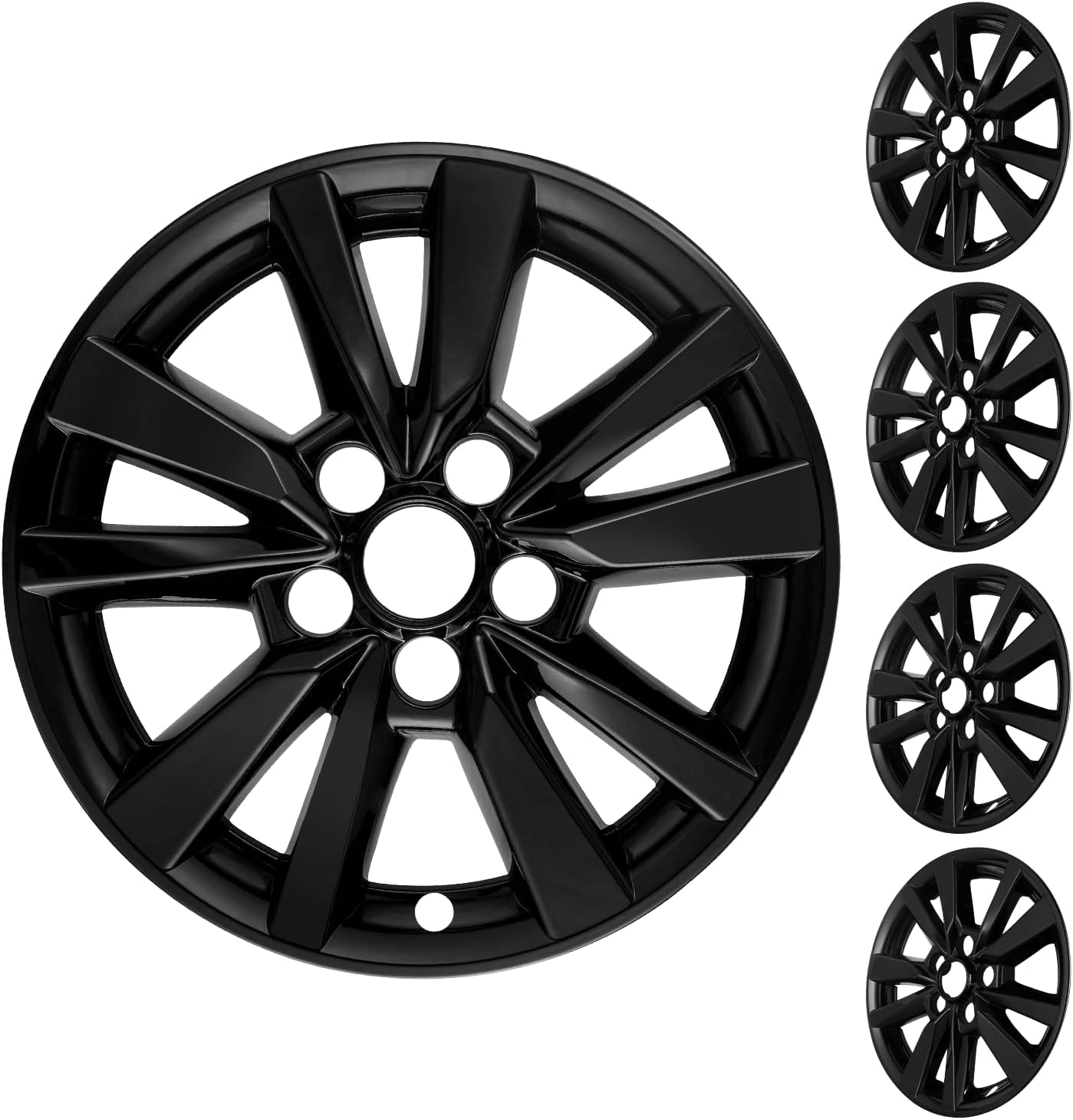 2025-2026 Toyota Camry Hybrid LE & Gas LE 16 Inch Wheel Skins, Gloss Black Snap-On Wheel Covers for Factory Alloy Wheels, OEM# 42611-AQ010, Set of 4