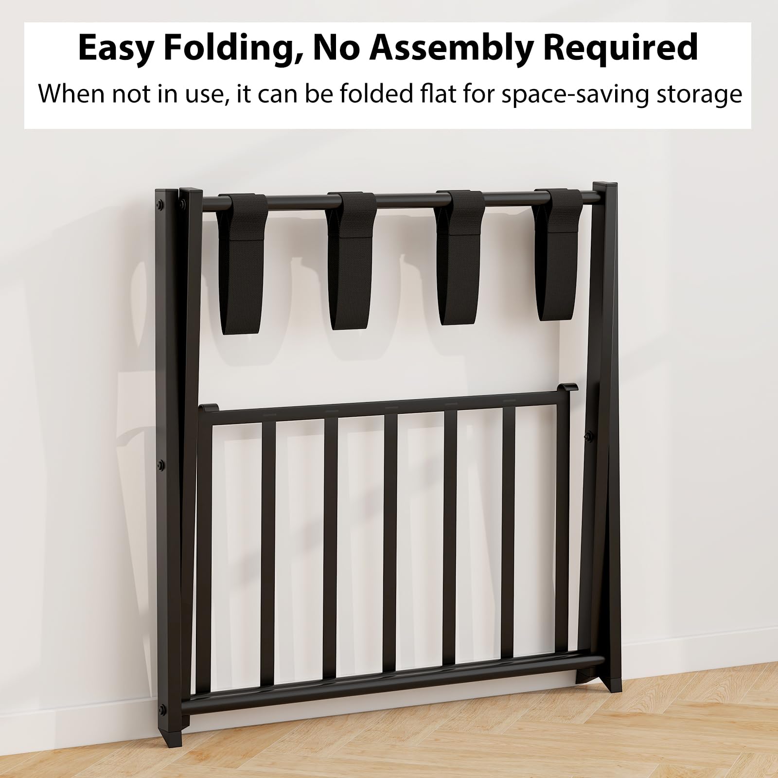 GIANTEX Portaequipajes Plegable simple, Portaequipajes de Metal para Ahorro de Espacio, Utilizar en Habitaciones, Hoteles, 68 x 43 x 58 cm (Negro)