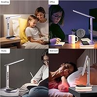 Vista 6 de LED Desk Lamp with 10W QI Wireless Charging, Flexo Table Lamp with 3 Colors and 5 Brightness Levels with Charging