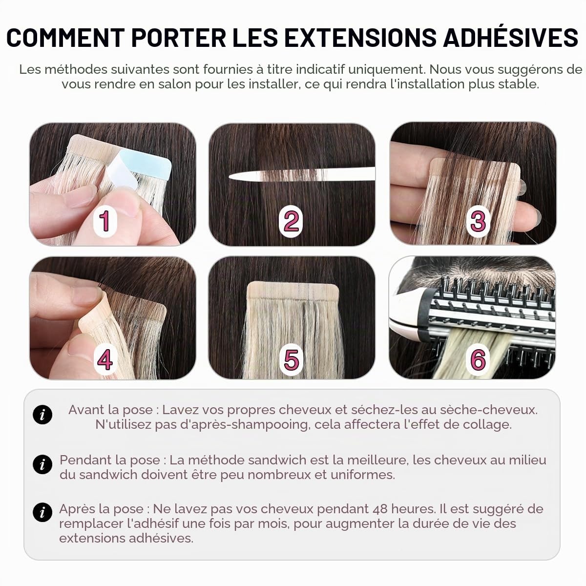 SUYYA Extension Adhesive Cheveux Naturel Droits Cheveux humains Extension Cheveux Naturel Adhesif Tape in Hair Extensions 20Pouces/65cm 60g 20 Pièces #1B Noir Naturel