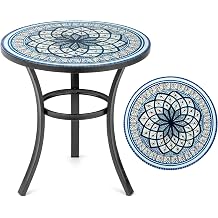 Outvita Wrought Iron Round Outdoor Side Table for Patio