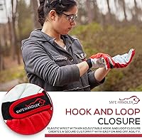 Vista 7 de SAFE HANDLER Guantes de montaje ECO Tela elástica para mayor comodidad, transpirable, cierre seguro de gancho y bucle, palma de cuero de cabra