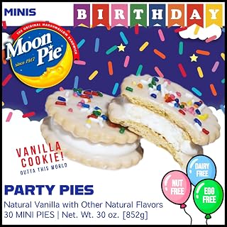 MoonPie Mini Party Pies: 30 Vanilla Cookie Sandwiches with Marshmallow & Sprinkles, Dairy-Free Birthday Treats