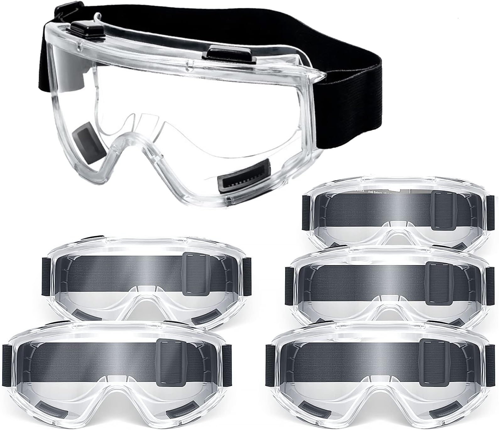 NALACAL 6 Pack Safety Goggles ANSI Z87.1 Glasses, Anti-Fog Protective Safety Glasses Lab Goggles,Stylish Safety Glasses, Clear Anti-Fog Anti-Scratch Protective Glasses For Men And Women