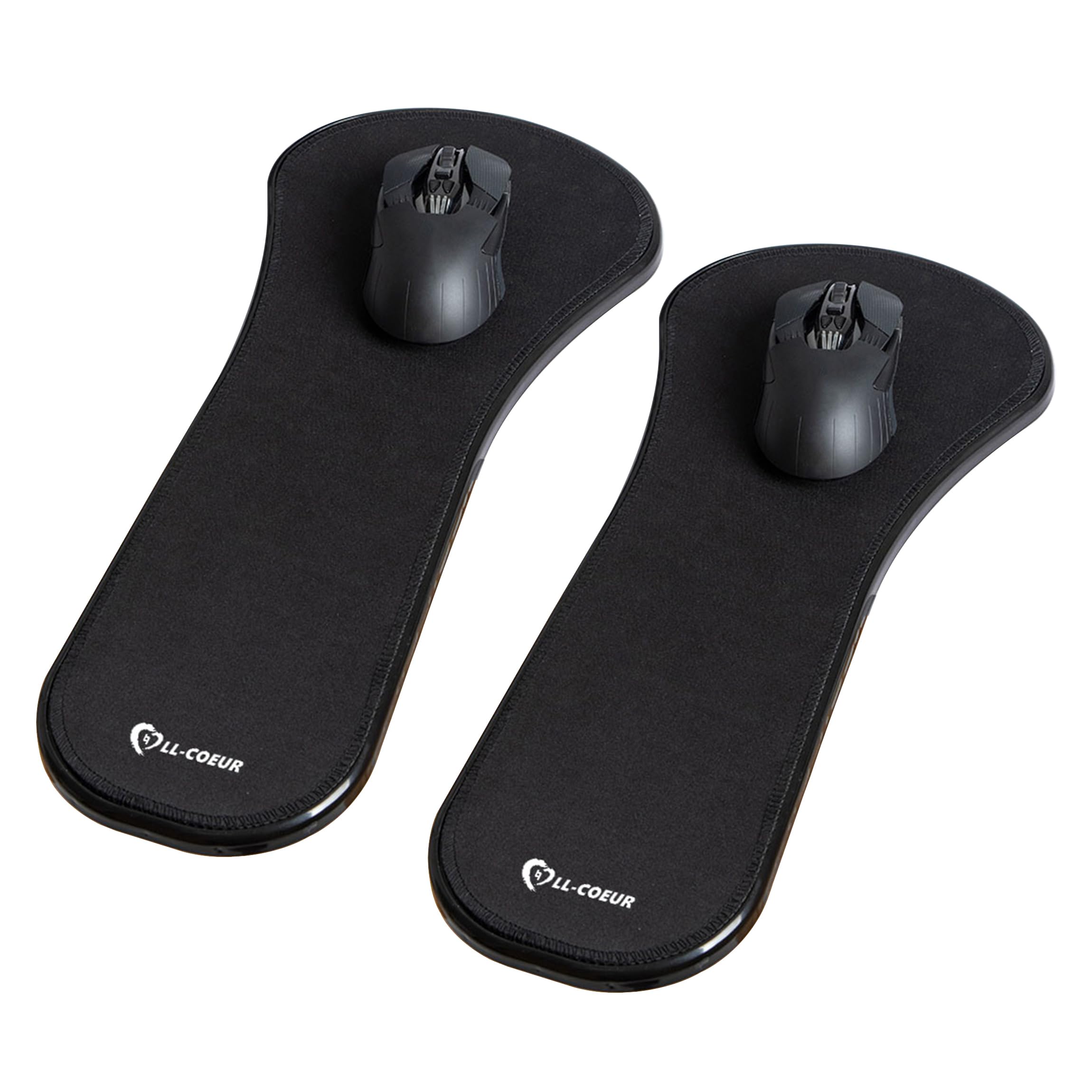 LL-COEUR Confezione da 2 poggiapolsi per tavolo e sedia, braccio ergonomico da scrivania, supporto multifunzione per mouse per computer (2 x nero)