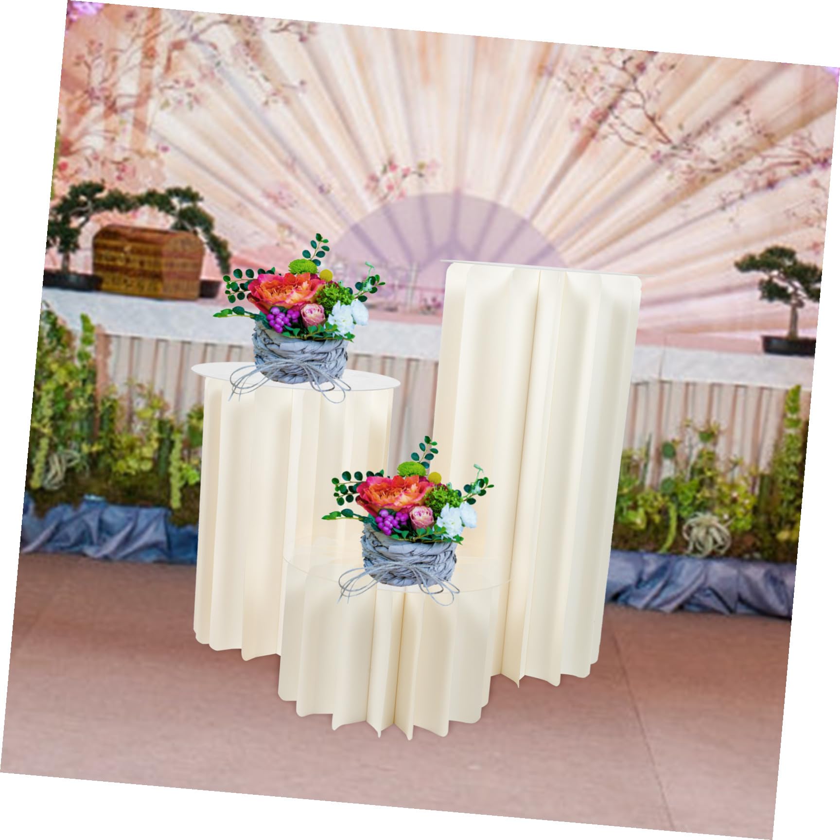 Colonne de Papier Pliable Décoration Blanche, avec Couvercle Acrylique