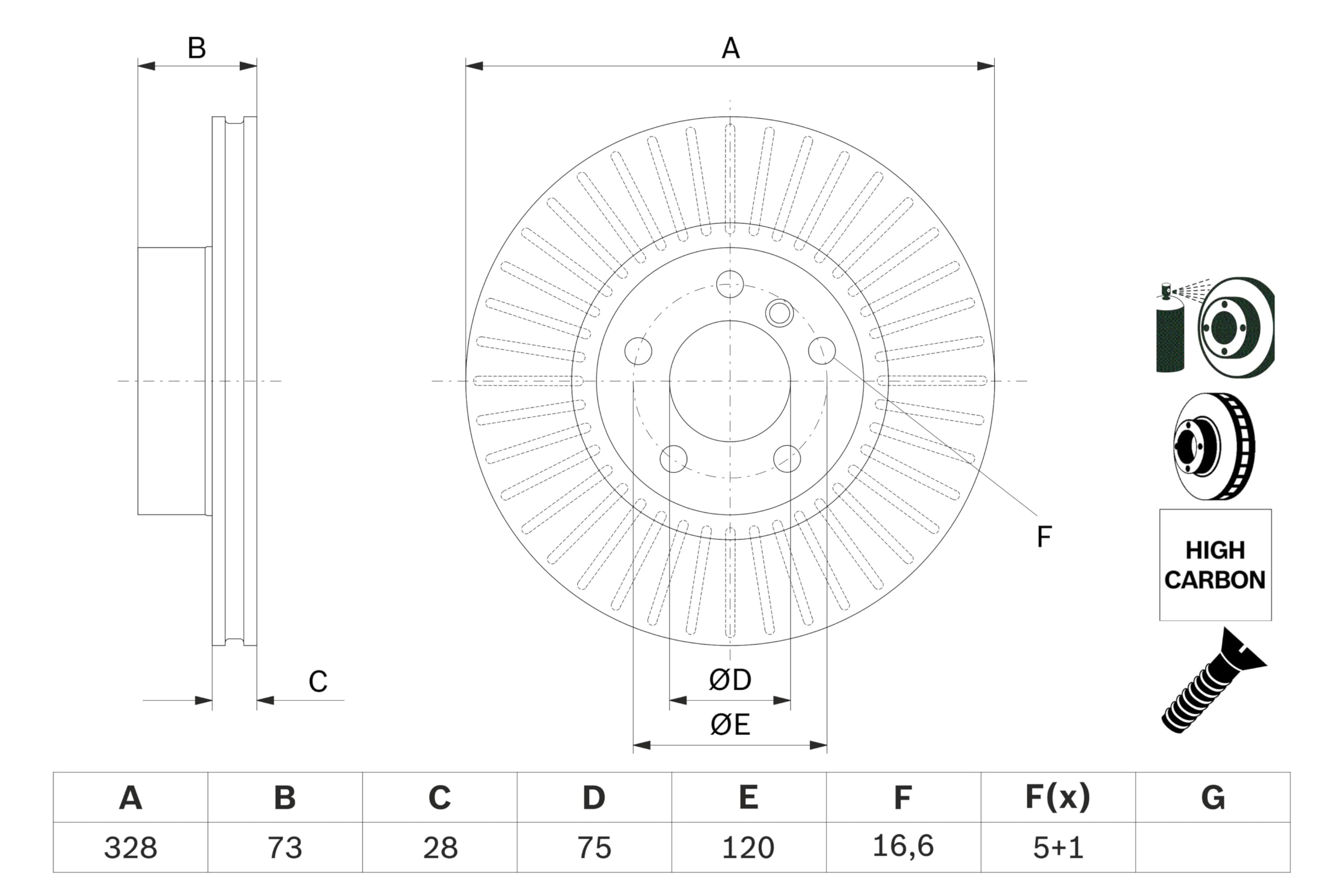 Image secondaire de Disque de frein Bosch BD1601 - 328 mm, Essieu avant, Certifié ECE-R90