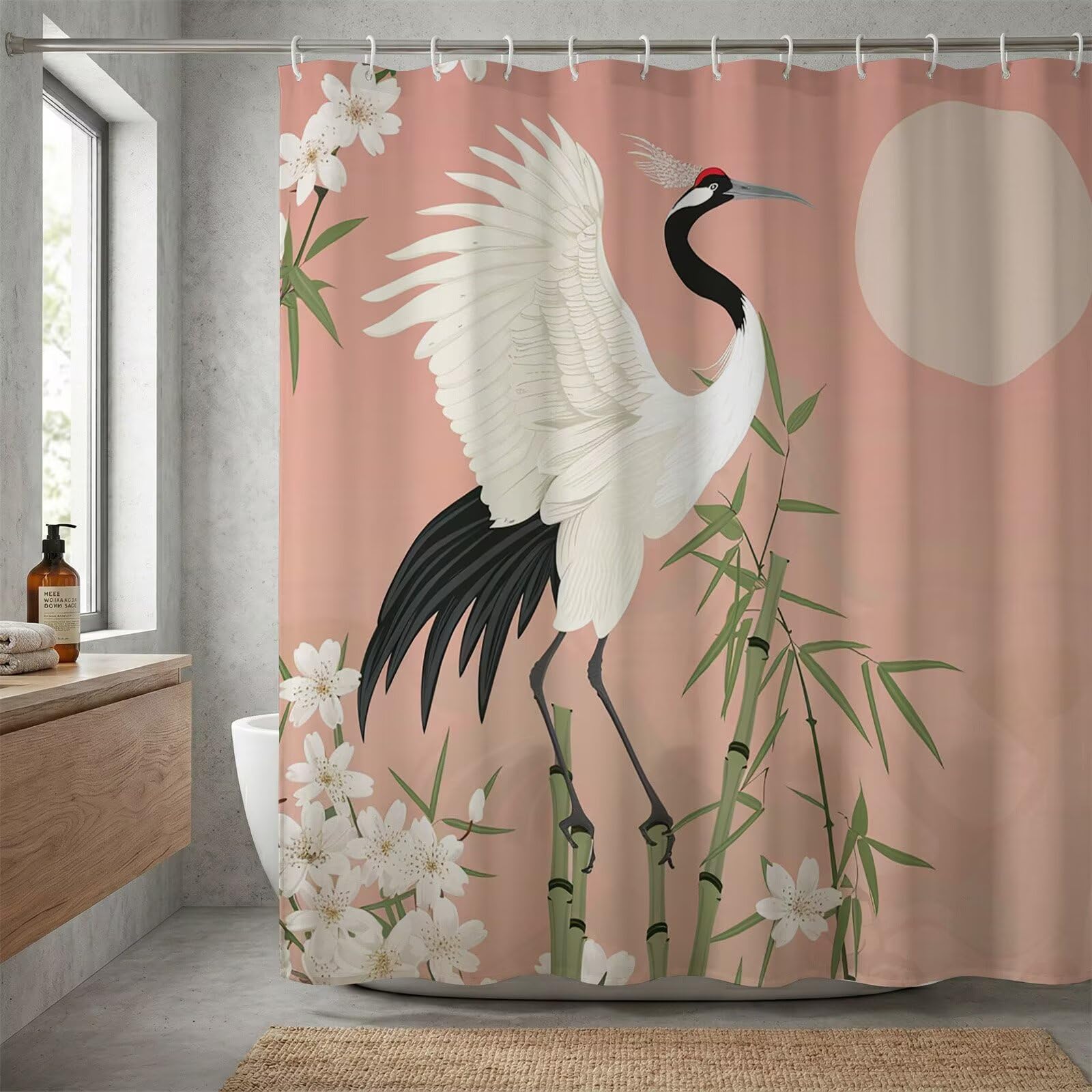 Żuraw jednokolorowy zasłona prysznicowa 300 x 200 cm, wodoodporne zasłony łazienkowe do wanny z poliestru z obciążonym obszyciem, można prać w pralce i szybkoschnący, zasłona prysznicowa z 12